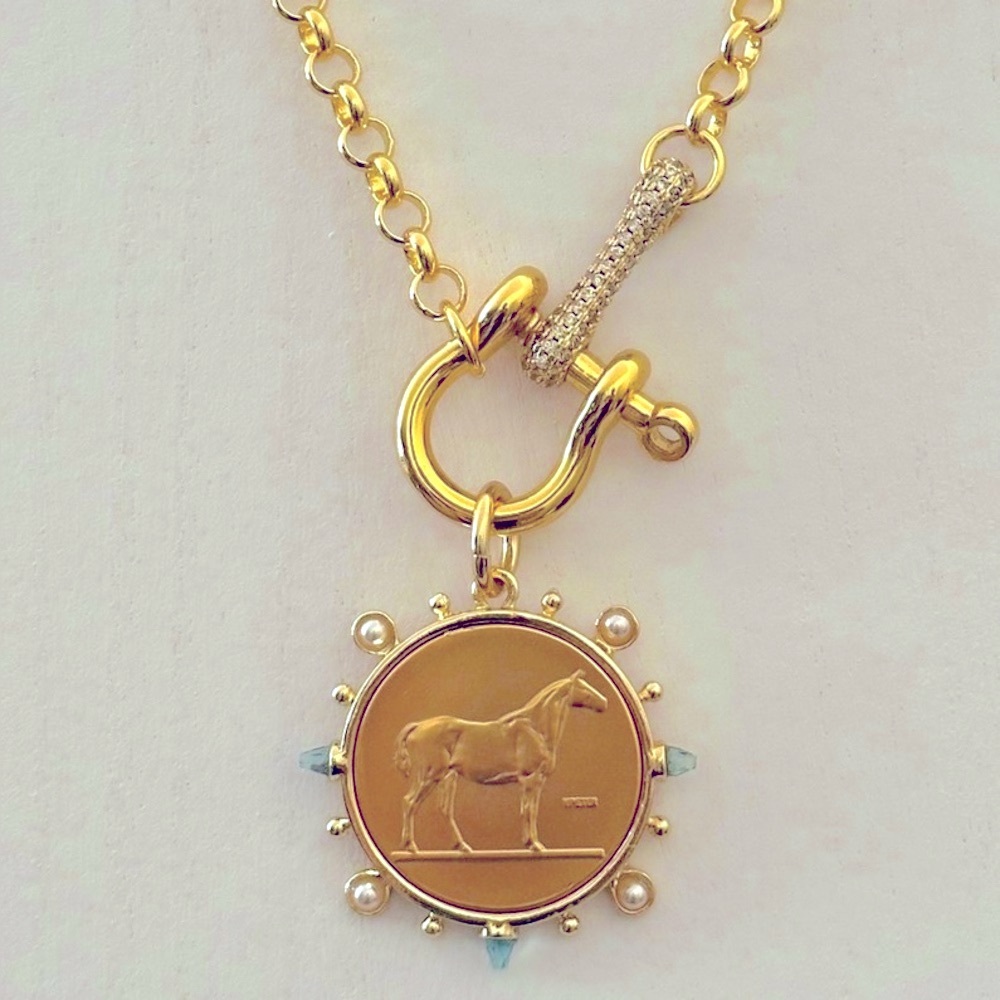 Gold Horse Medallion Necklace